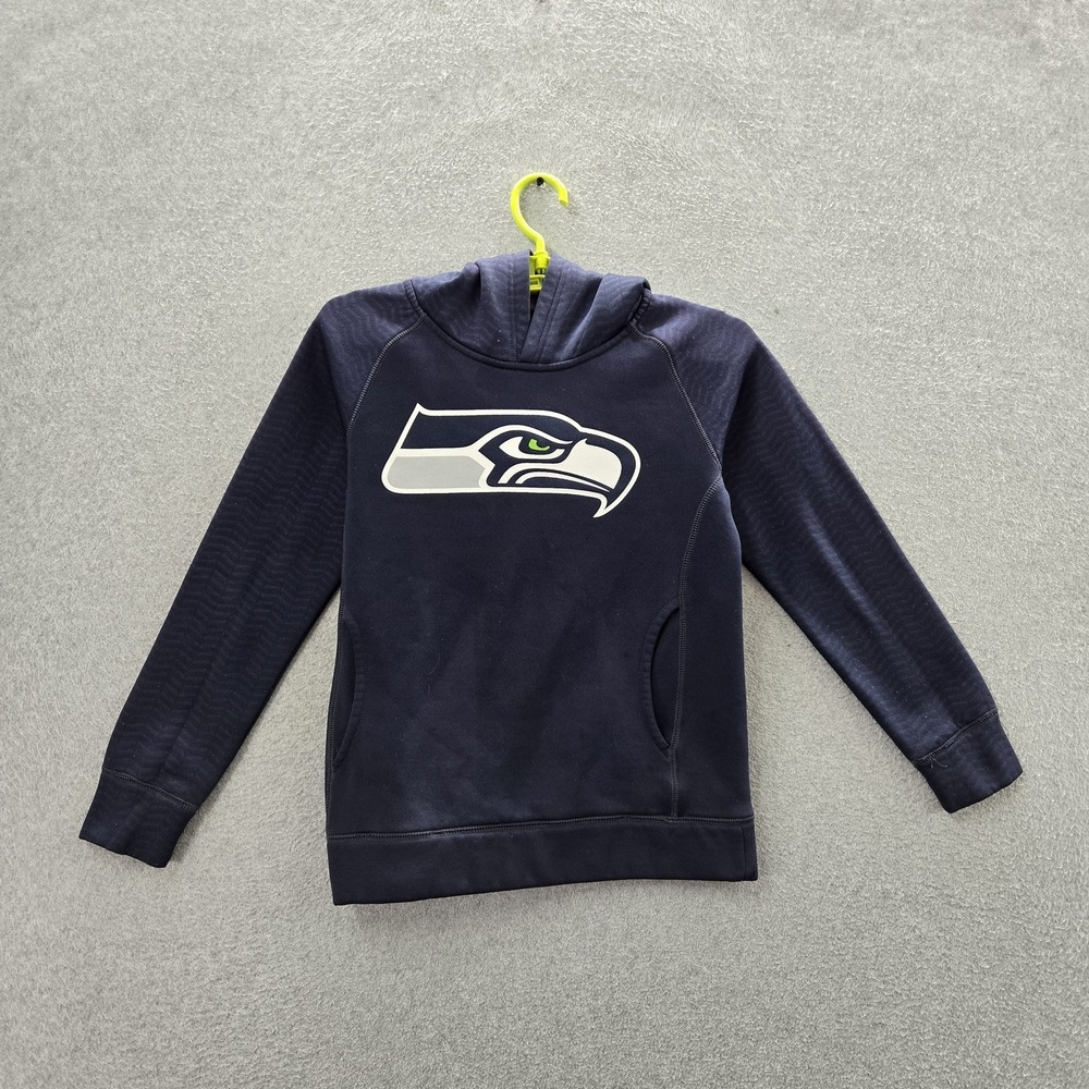Seattle Seahawks Boys Hoodie YOUTH‎ M (10/12) Navy NFL Team Apparel Fleece